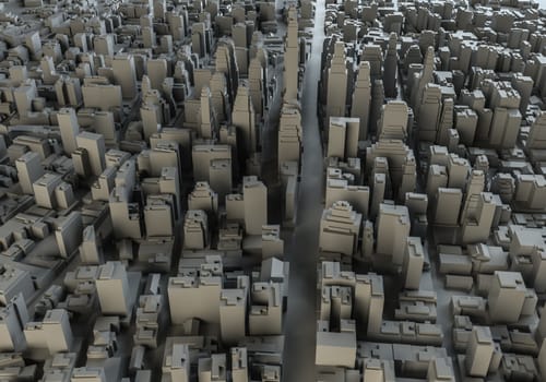 Beautiful city landscape. Abstract city from cubes. 3d illustration