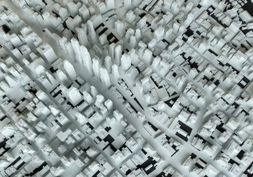 3d illustration of abstract city. Top view