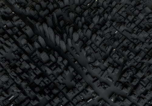 Black abstract city. View from above. 3d illustration