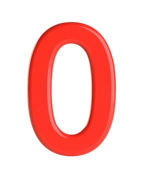 Red number. Beautiful font for your design. Isolated on white background. 3D illustration