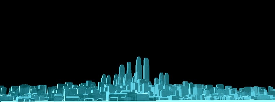 X-Ray Image Of Modern City on Black. 3D rendering