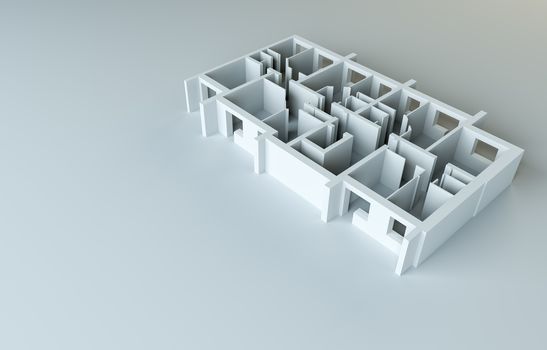 Abstract white floor. Top view. 3d rendering