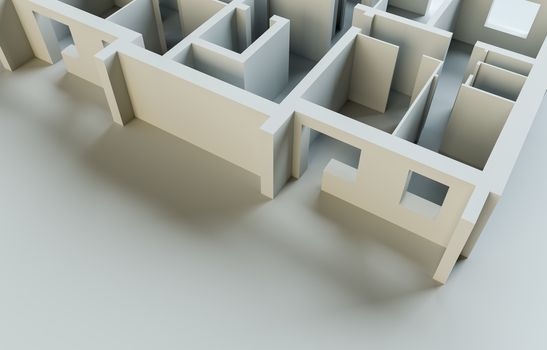 Abstract white floor. Top view. 3d rendering