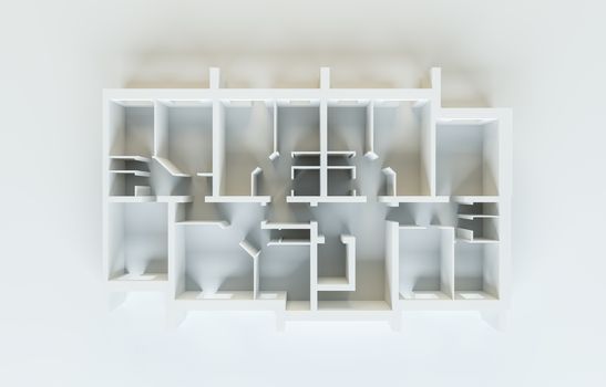 Abstract white floor. Top view. 3d rendering