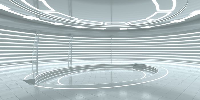 Futuristic empty stage. Empty room for your design. 3d rendering