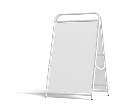 Street advertising stand. Empty space for your content. Isolated on white background. 3D illustration