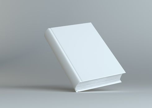 Blank empty book on grey studio background. Empty place for your content. 3D Illustration