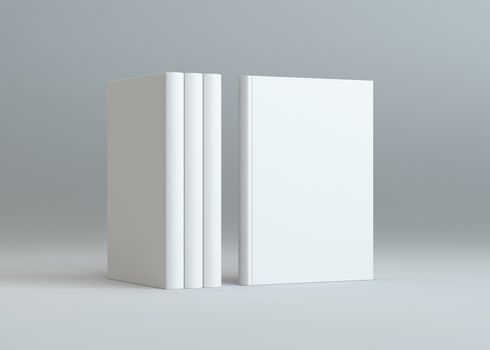 Blank books mockup with shadow on gray background. 3d illustration