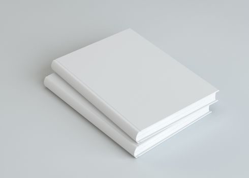 Two empty white books, 3d rendering. Mock-up termplate