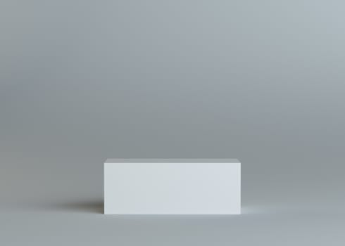 White empty box or podium or pedestal on gray background. Template for your content. 3d illustration