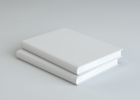 Two empty white books, 3d rendering. Mock-up termplate