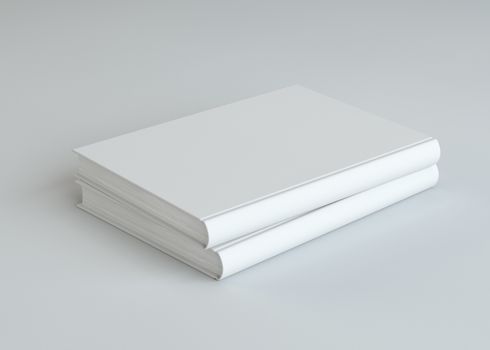 Two empty white books, 3d rendering. Mock-up termplate