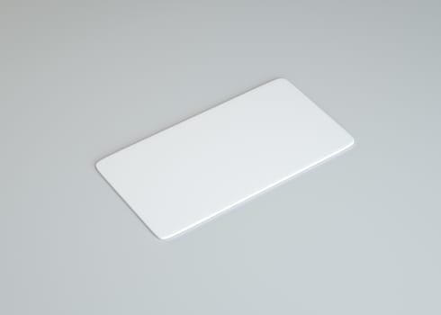 White empty paper card on gray background. Template for your content. 3d illustration