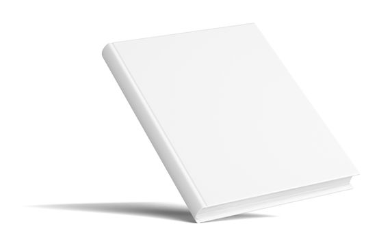 Blank Book With Shadows. Isolated On White Background. Mock Up Template. 3D Illustration