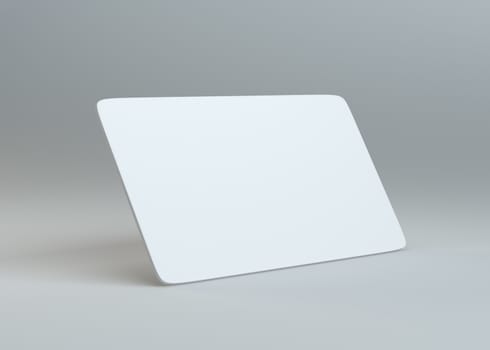 White empty paper card on gray background. Template for your content. 3d illustration