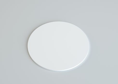 White empty paper disk on gray background. Template for your content. 3d illustration