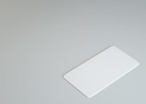 White empty paper card on gray background. Template for your content. 3d illustration