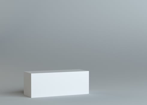 White empty box or podium or pedestal on gray background. Template for your content. 3d illustration