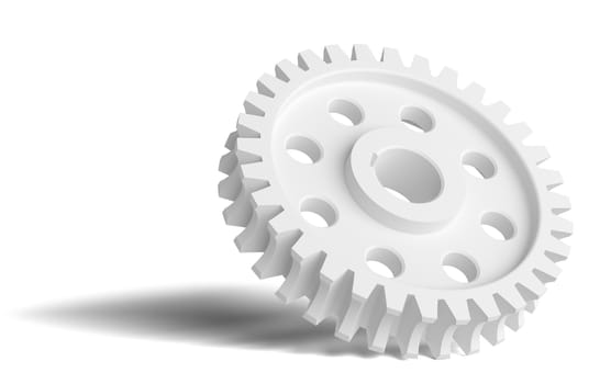 White gear. Isolated on white background. 3D Illustration