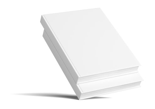 Blank two empty books on grey studio background. Empty place for your content. 3D Illustration