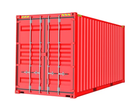Red Cargo Container. Isoalted on white background. 3D Illustration