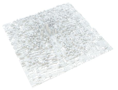 White City Buildings, Aerial View. 3D Illustration