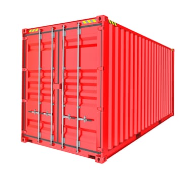 Red Cargo Container. Isoalted on white background. 3D Illustration