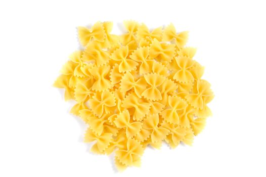 Heap of ribbons pasta isolated on white background