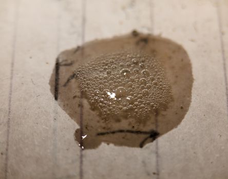 close up macro detail of water and bubbles on paper; UK
