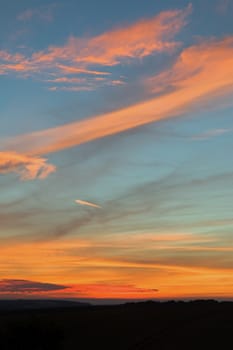 Portrait image of sunset sky in East Sussex.