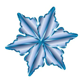 a single snowflake in blue over a white background