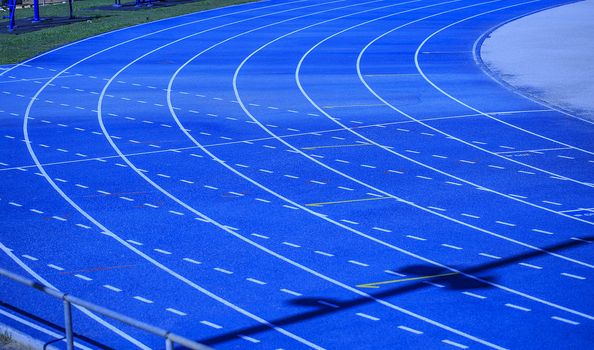 blue athletic court ready for a championship