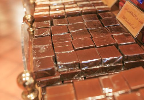 a lot of portions of chocolate