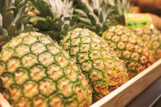 Pineapples in a market of Barcelona
