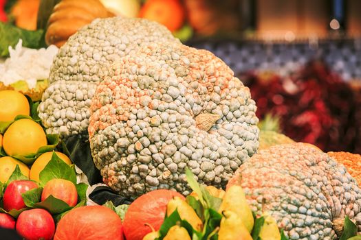 pumpkins in a market of Barcelona