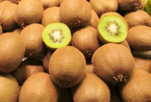 green Kiwis in a market of Barcelona