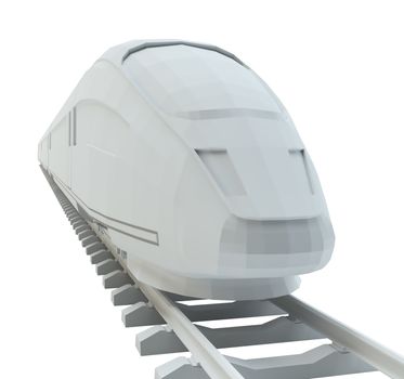 White high-speed train, isolated on white background. 3d illustration