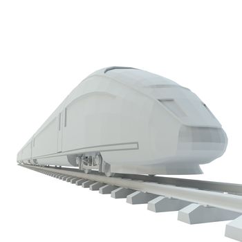 White high-speed train, isolated on white background. 3d illustration