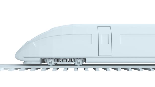 White high-speed train, isolated on white background. 3d illustration