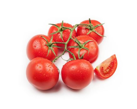 fresh cherry tomato isolated over white background.