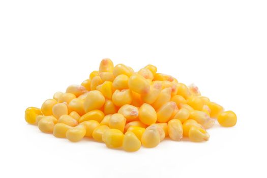 Sweet whole kernel corn, corn over white background