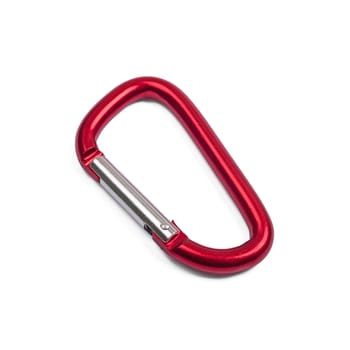red carabiner isolated, sport atribure, isolated object