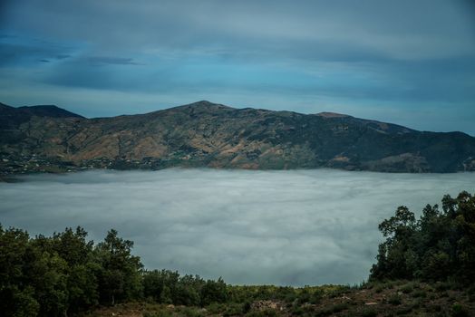 Rif Mountains landscape with clouds, Morocco, Africa