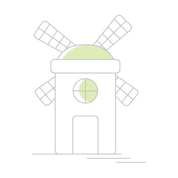 Windmill or mill line icon with color element