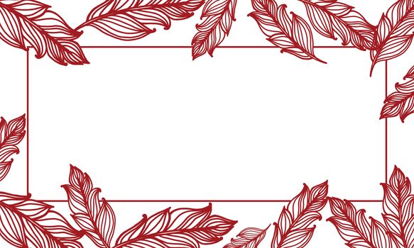 Cute background with feathers. card design with border in bohemian style. Ethnic border.