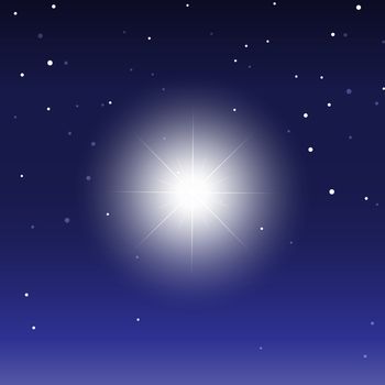 Glowing light bursts on dark background. Star flare. Magic, bright effect