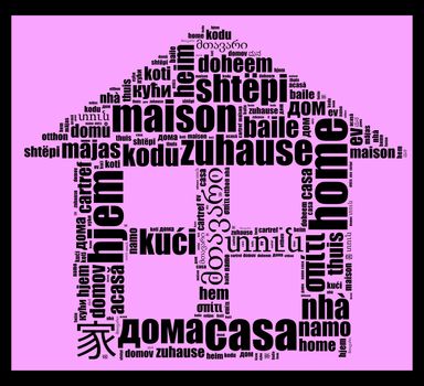 Word Home in different languages word cloud concept