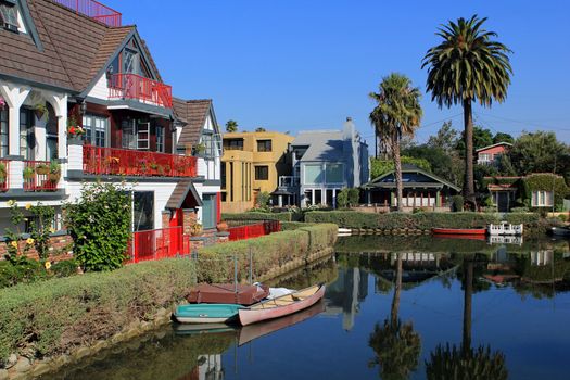 View at the Mission Creek river in Santa Barbara during a hot sunny day