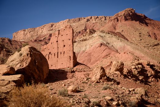 Ruins, Morocco, Africa. Atlas Mountains are famous for many ruins and historic kasbah.