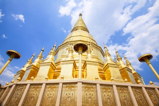 Shwedagon Pagoda (model) Wat Phra bat Huai Tom Lamphun Thailand.